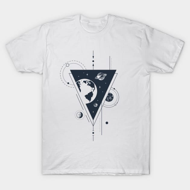 Space. Double Exposure. Geometric Style T-Shirt by SlothAstronaut